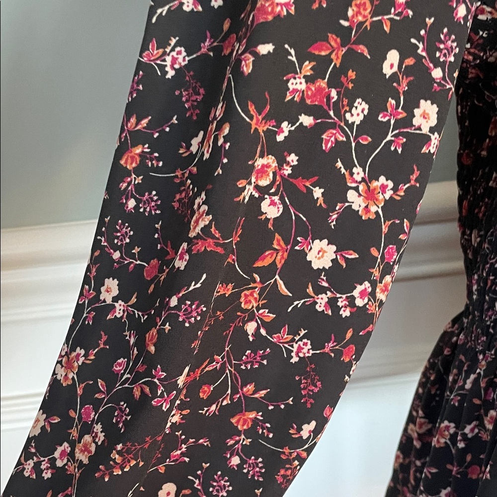 OPHELIA ROE Smocked High-Neck Black Floral Blouse Size 1X - Picture 5 of 10